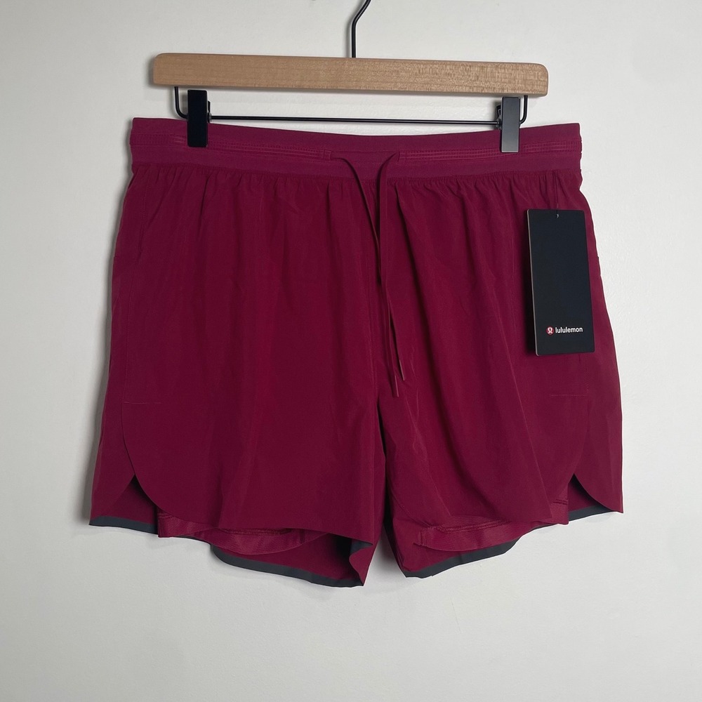 Lululemon Fast and Free Running Shorts Mens L Red 5" Lined NWT Athletic